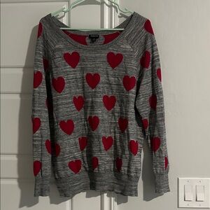 Torrid Gray and Red Heart Sweater